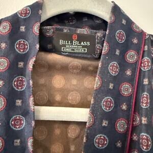 Bill Blass Robe Vintage Paisley Belted One Size Retro Loungewear Smoking Jacket